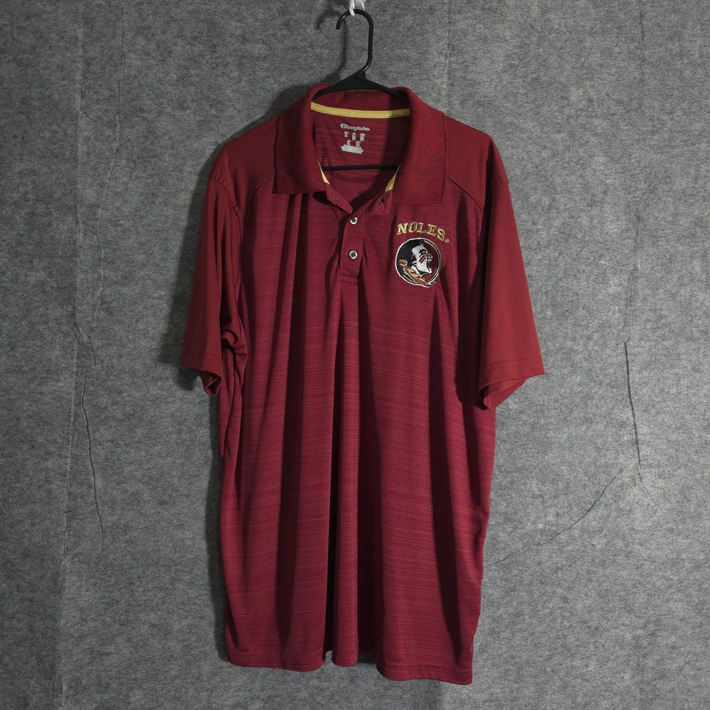 Florida State Seminoles Polo Shirt Mens XL Noles Champion Elite Red Solid Sport